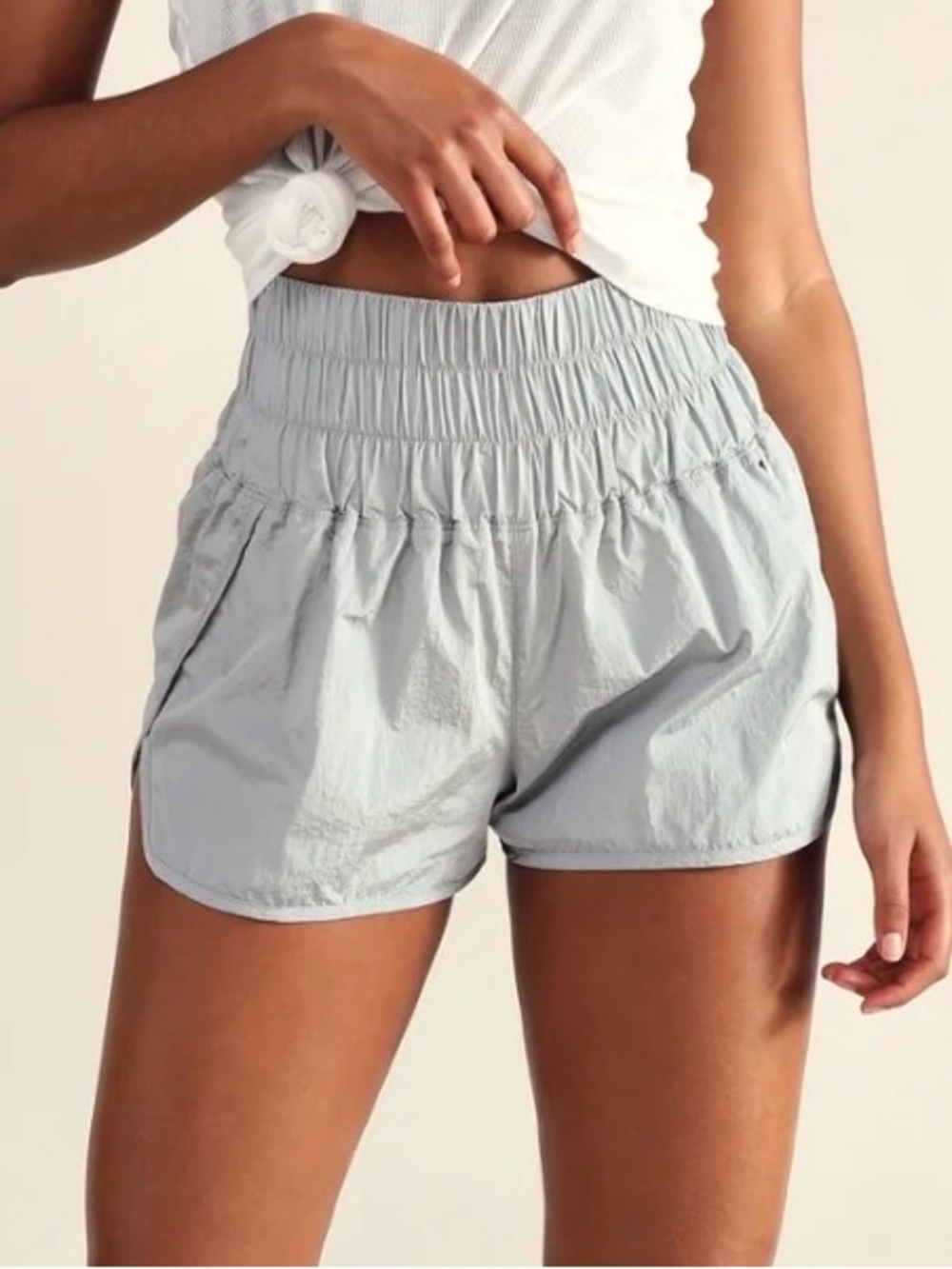 FP Movement by Free People Light Gray High-Waist Athletic Shorts